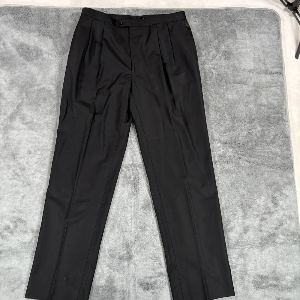 Calvin Klein Mens Tuxedo 43L Black 100% Wool Jacket Pants Two Piece Formal As-Is
